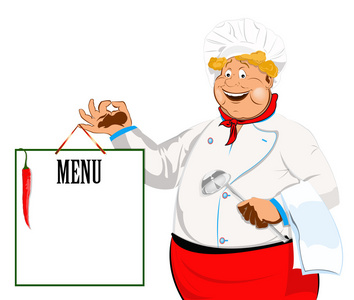 滑稽厨师和 menu.vector