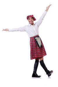 苏格兰传统概念与身穿苏格兰短裙的人