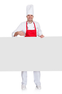 制服展示空横幅的厨师