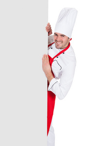 制服展示空横幅的厨师