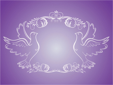 复古婚礼帧与鸽子照片