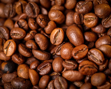 宏的咖啡豆，照片的焦点低深度