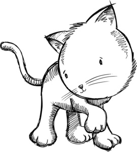 素描小猫猫矢量插图艺术