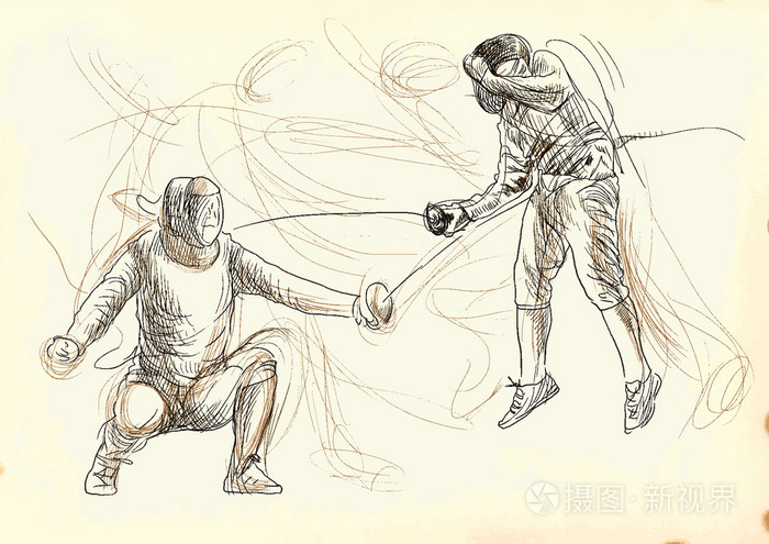 击剑的决斗插画-正版商用图片1bpffd-摄图新视界
