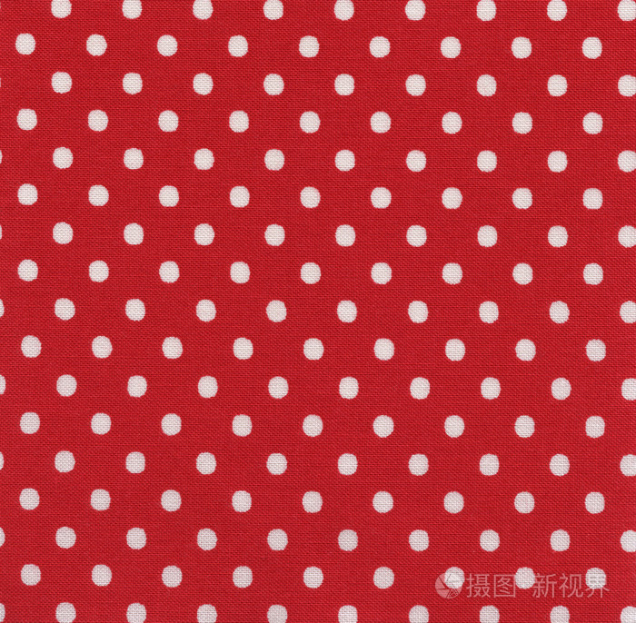 高分辨率明亮红色织物有白色圆点