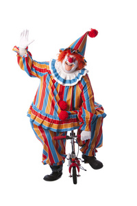 小丑 成年雄性小丑骑一辆小自行车
