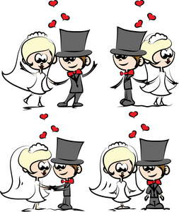 婚礼卡通新娘和新郎