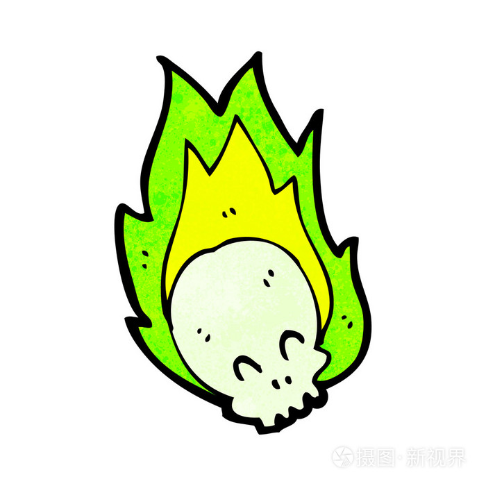 火焰状绿色骷髅卡通