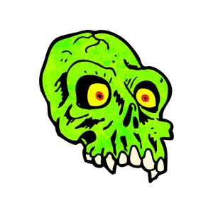 一个绿色的外星人头骨的卡通