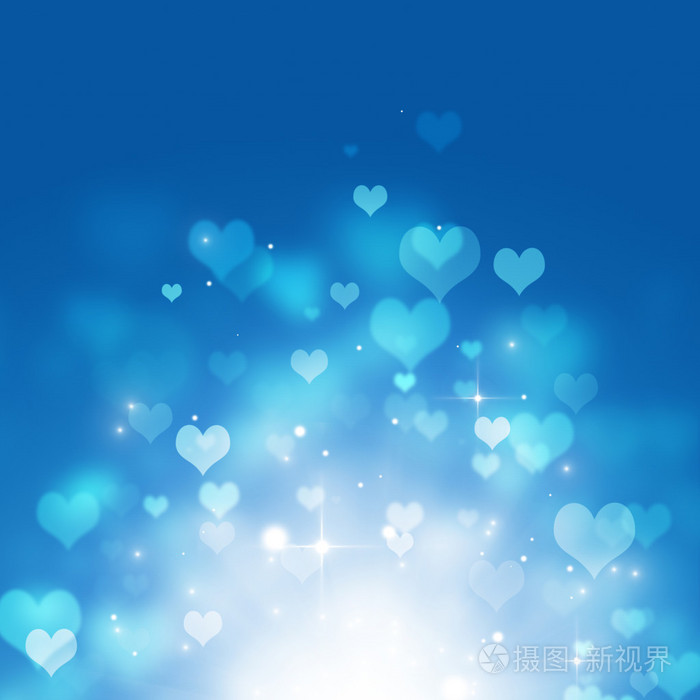 不断上升的心在蓝色背景