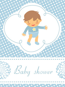 与可爱的小宝贝男孩婴儿洗澡卡