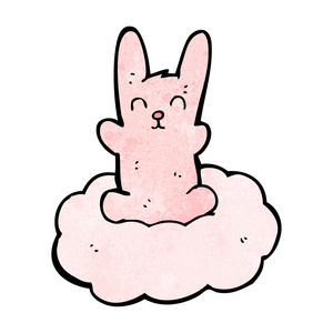 在云上的粉红色小兔子的卡通图片