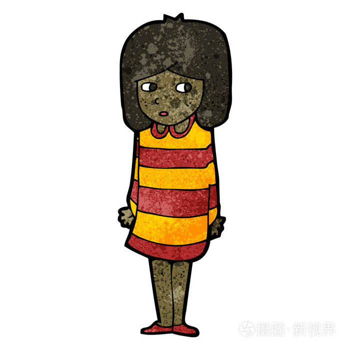 卡通紧张的女人