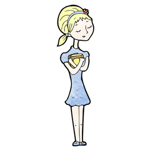 漂亮的金发女大学生卡通(光栅版) 插画