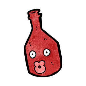 卡通红葡萄酒瓶