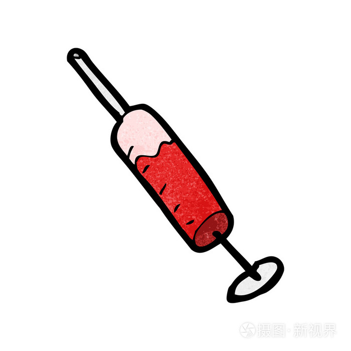 卡通注射器的血
