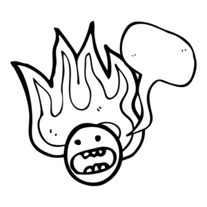 卡通火焰状的图释的脸