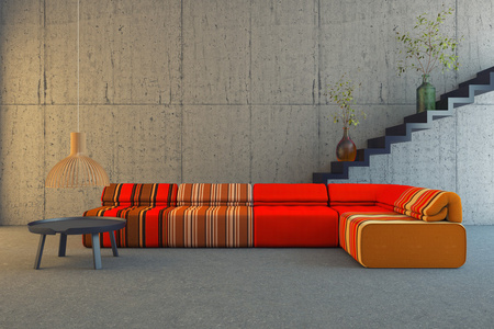 红色和橙色沙发