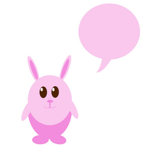 搞笑粉红色兔子与语音泡沫