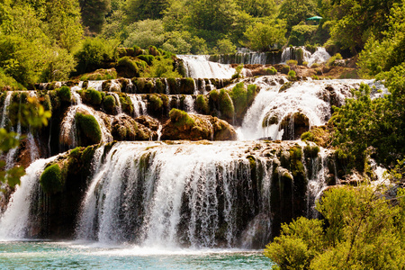 级联的瀑布，克尔卡国家公园，克罗地亚
