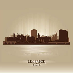 爱尔兰利默里克的天际线城市剪影