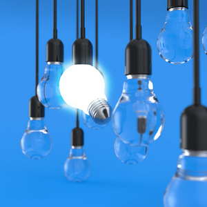 创意想法和领导概念灯泡