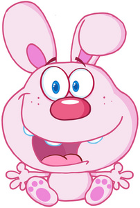 可爱的粉红色小兔子卡通人物