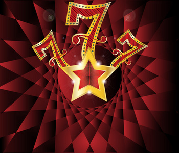 幸运抽大奖幸运七 777 与金星和黑色背景矢量插画的思考照片