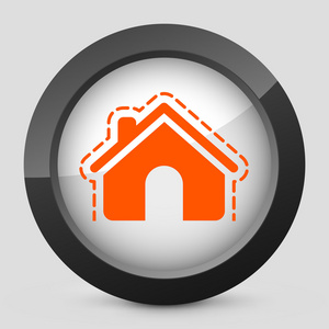 矢量插图描绘的房子保护一个灰色和橙色图标