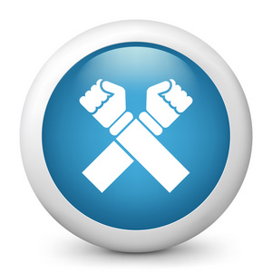 矢量光泽的蓝色图标描绘两手臂交叉照片