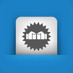 蓝色和灰色图标描绘两个拳头打照片