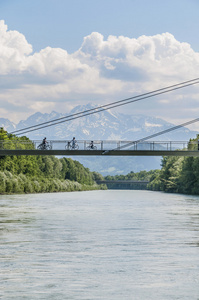 salzach 河通过萨尔茨堡，奥地利的路上