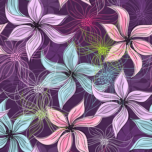 重复紫罗兰色花卉图案