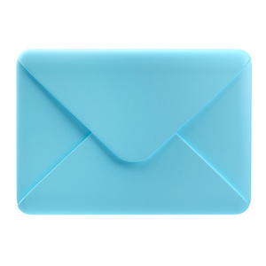 3d 呈现器的孤立在白色背景上的蓝色信封图标