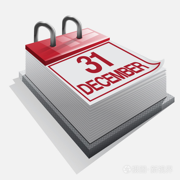 12 月 31 日的日历