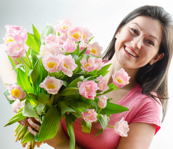 tulipes 美丽的幸福女人