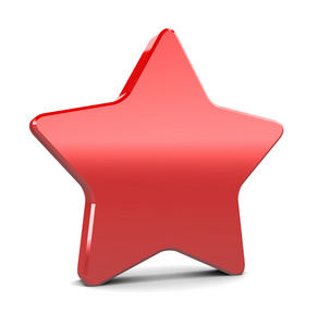 hwite 背景的红色塑料星星的 3d 插图