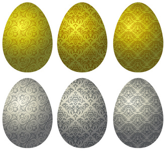 套的黄金和白银的复活节彩蛋
