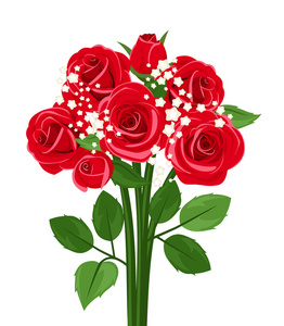 束红玫瑰。矢量插画