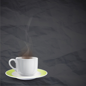 白色杯子与咖啡灰色的背景上。矢量设计