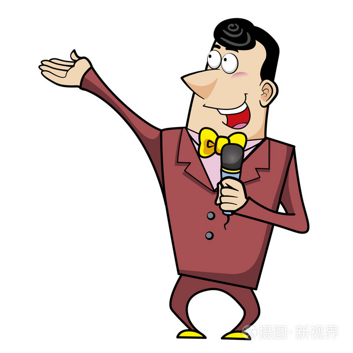 卡通主机司仪与麦克风