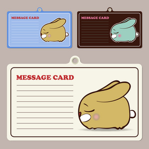 套卡通兔子字符向量消息卡