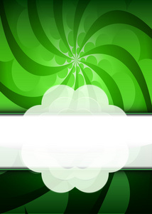 绿色花卉旋流与白色文本云矢量