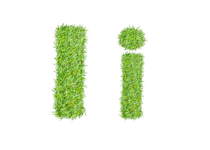 绿草的字母表。在白色隔离