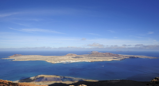从美丽都德尔里奥 兰萨罗特岛岛回到岛的视图