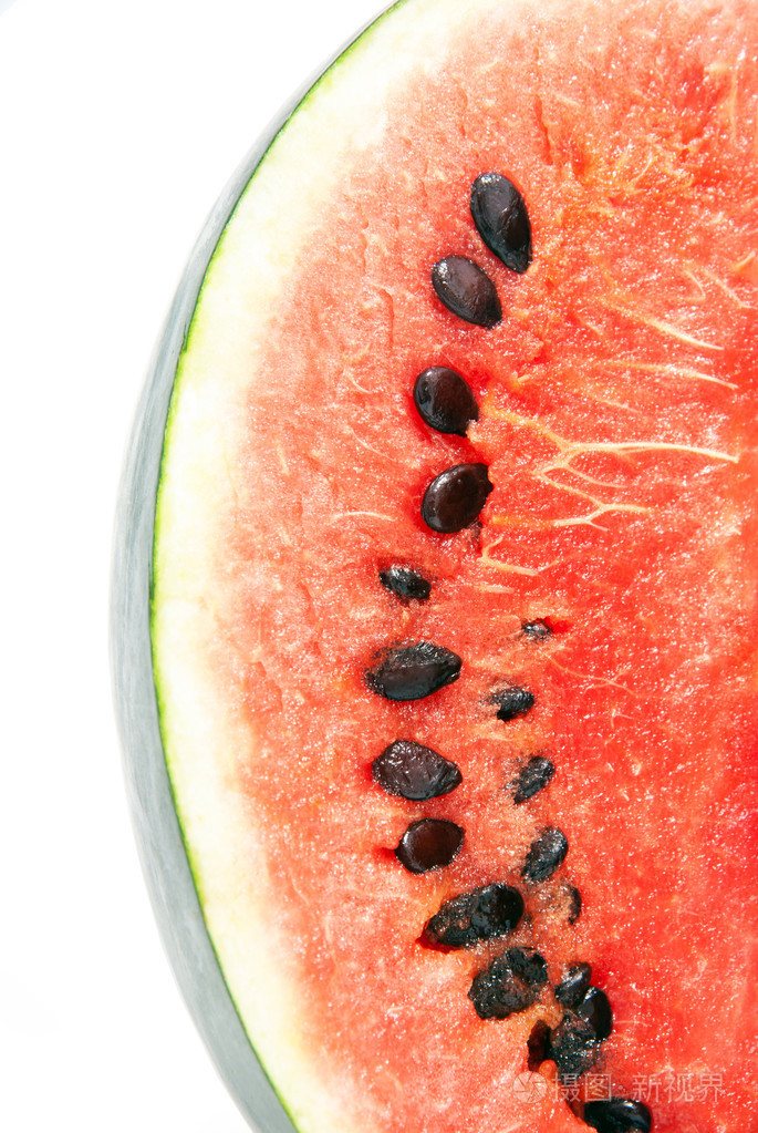 孤立在白色背景上的红色成熟西瓜切片照片-正版商用图片1bub7s-摄图新