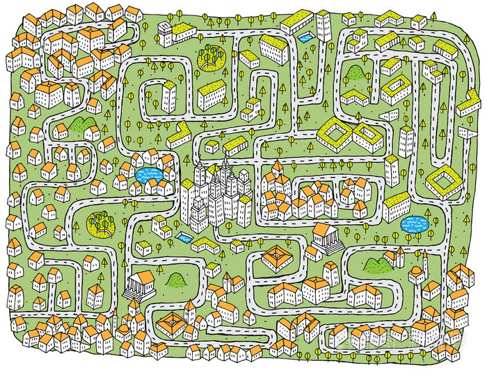 城市景观的迷宫游戏