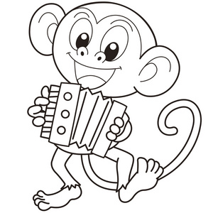 卡通猴手风琴演奏