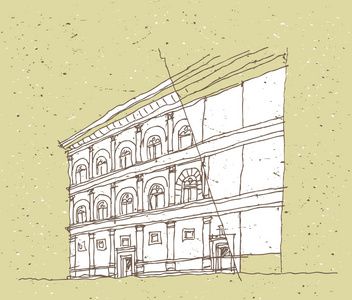 草绘在意大利的历史建筑