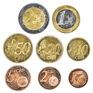 一套很旧的欧元硬币